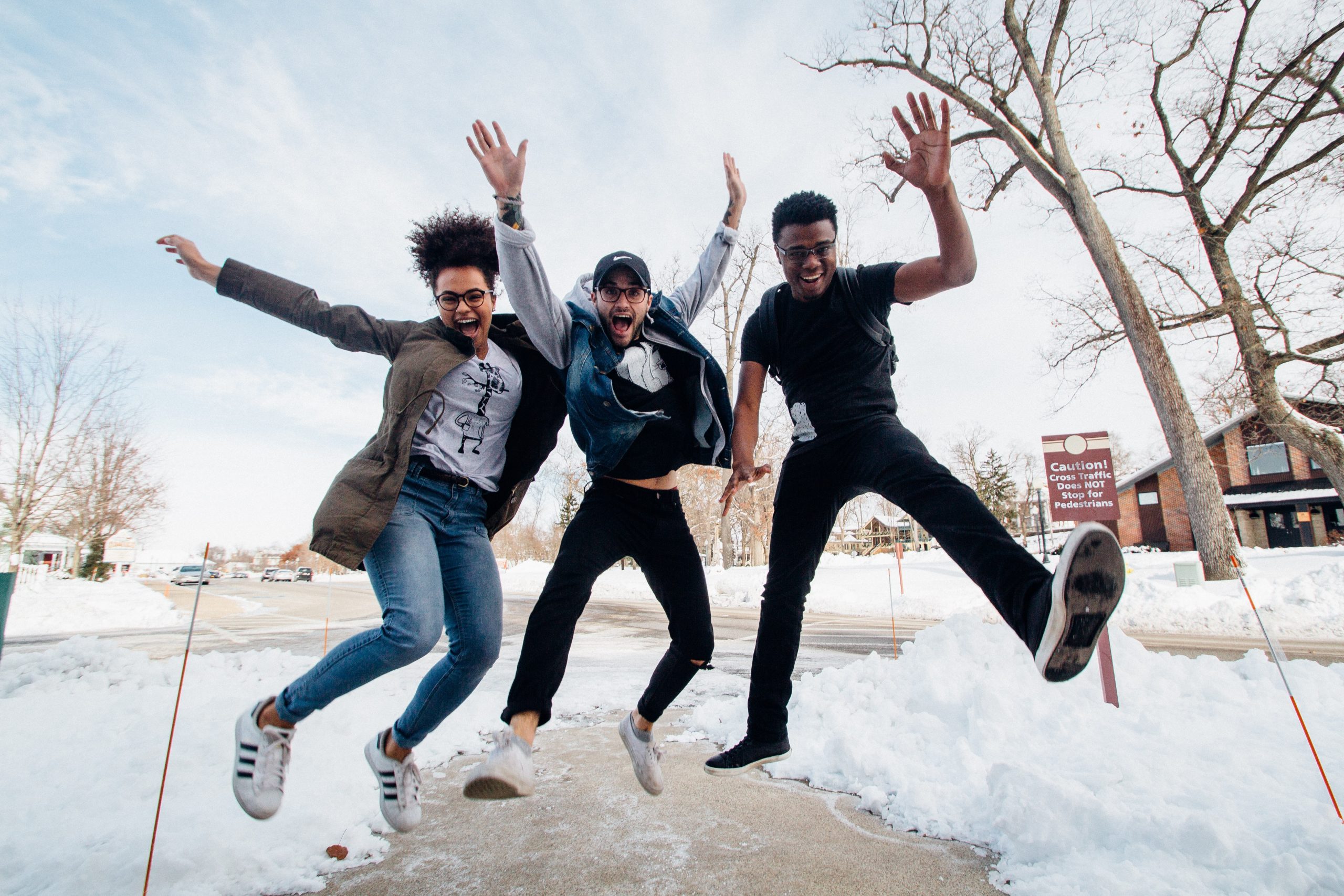 Group of excited teens