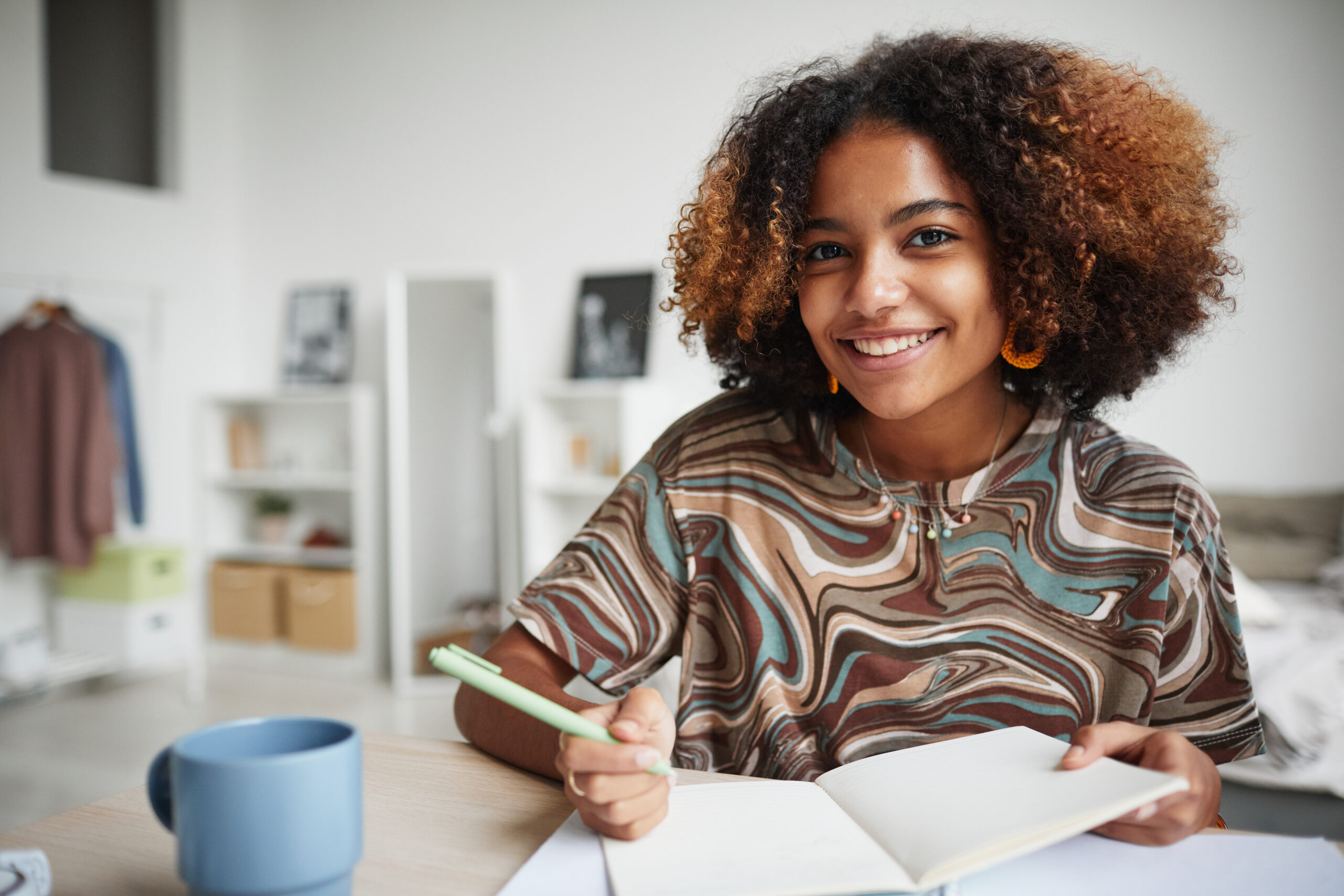 Girl studying at home