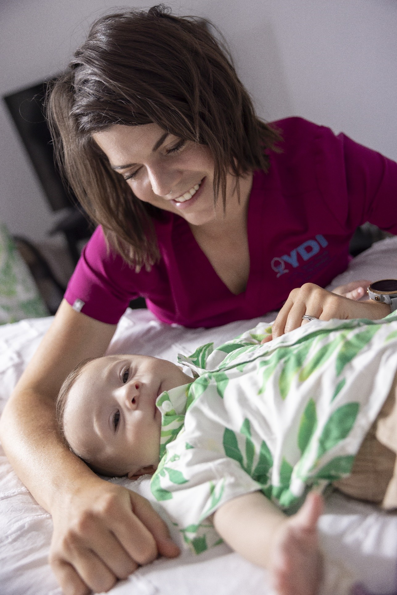 Nurse changing the baby
